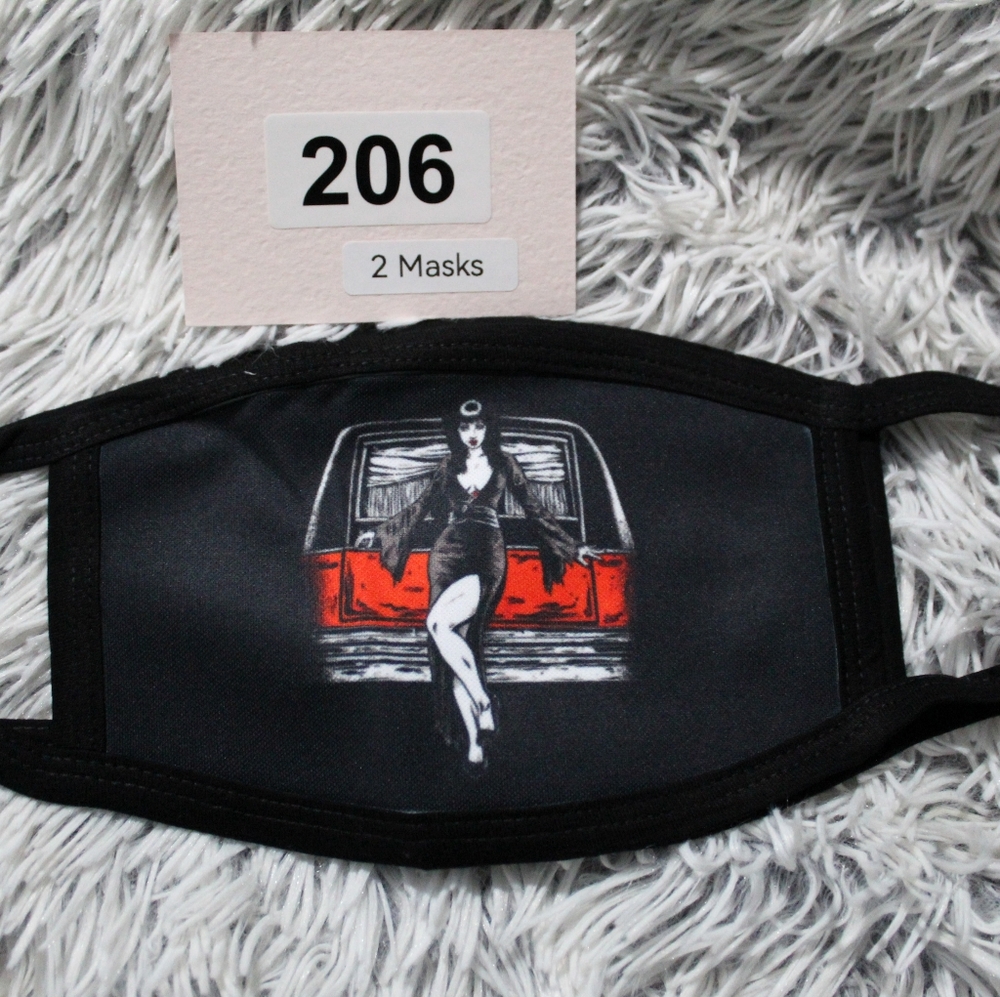 Black and Red Graphic Face Mask